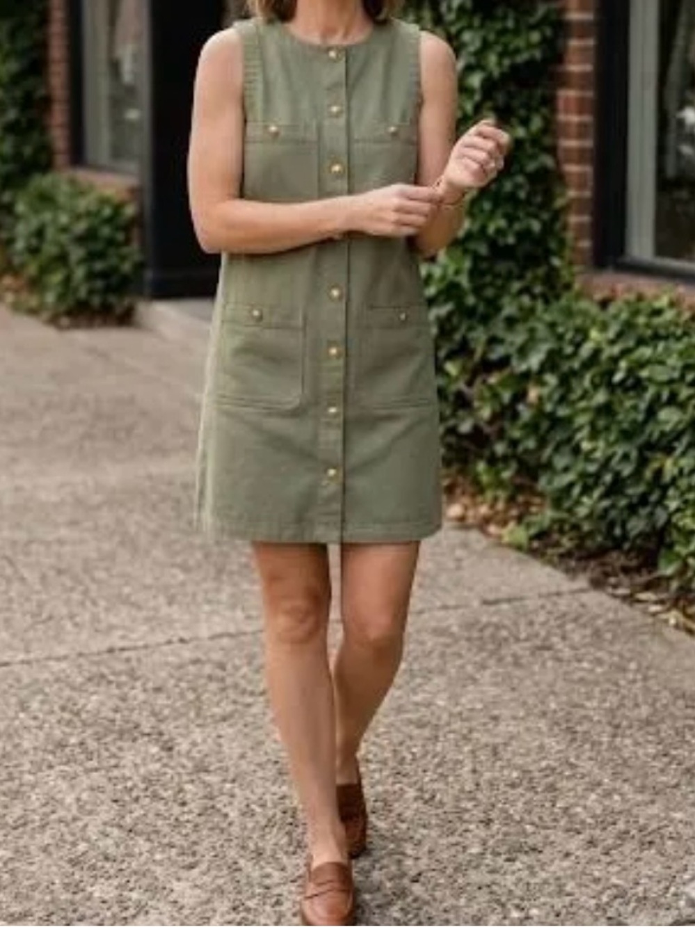 NWT Entro Sage Green Utility Dress- Size L